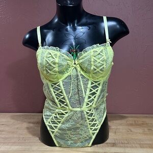Victoria's Secret Lace Chemise Bodysuit [neon yellow]